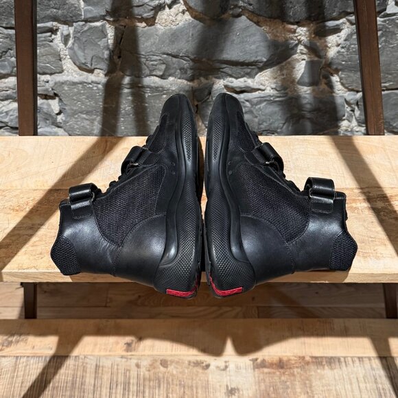 Prada Linea Rossa 2018 America's Cup Black Leather Mesh High-top Sneakers - Picture 8 of 13